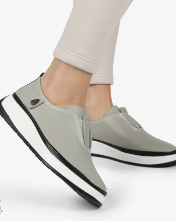 Pantofi Casual dama din Piele naturala CONFORTABILI SLIP-ON CRL1336 GRI