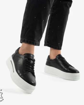 PANTOFI CASUAL DE DAMA DIN PIELE NATURALA CRL0769 NEGRU