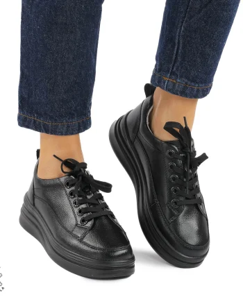 Pantofi casual dama piele naturala CRL0869 NEGRU