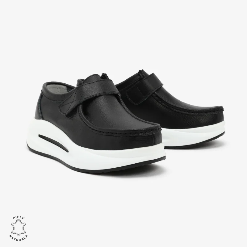 Pantofi Casual de dama din Piele Naturala CRL0570 NEGRU