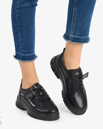 Pantofi casual dama piele naturala CRL0867 NEGRU
