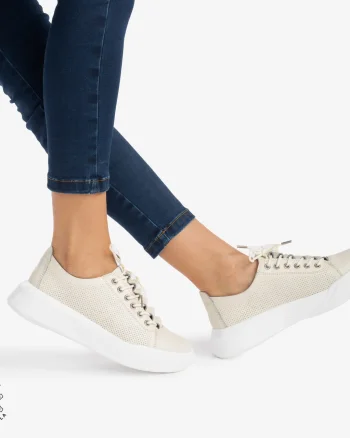 Pantofi Casual de dama din Piele Naturala CRL0572 Bej