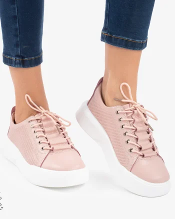 Pantofi Casual de dama din Piele Naturala CRL0572 Roz