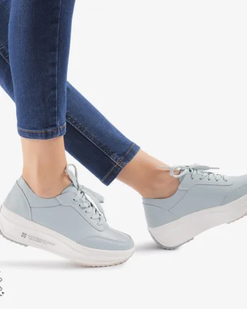 Pantofi casual dama din Piele naturală CRL0058 ALBASTRU