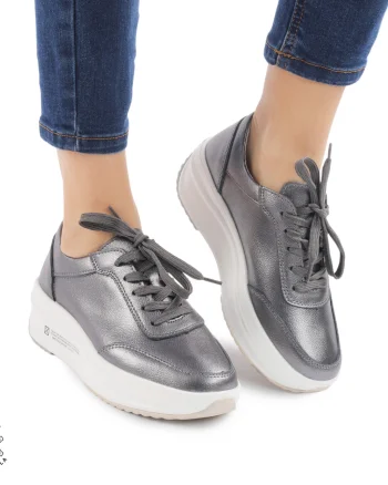 Pantofi casual dama din Piele naturală CRL0058 PEWTER
