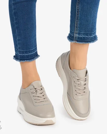 Pantofi casual dama din Piele naturală CRL0058 GRI