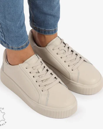 Pantofi Casual de dama din Piele Naturala CRL1222 BEJ