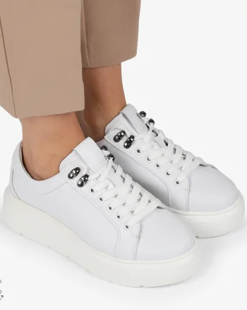 Pantofi CASUAL PIELE NATURALA CU INCHIDERE SIRET CRL1294 ALB