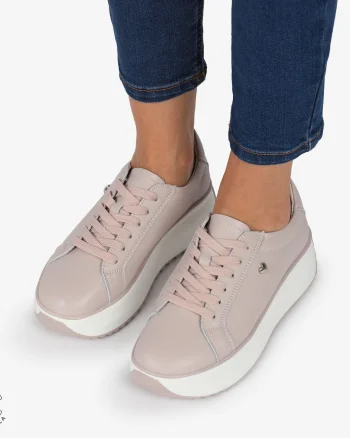 Pantofi CASUAL PIELE NATURALA cu talpa inalta CRL1275 Mov