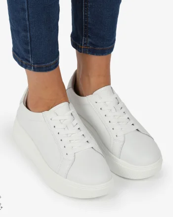 Pantofi CASUAL PIELE NATURALA cu detaliu lateral CRL1273 Alb
