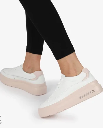 Pantofi CASUAL PIELE NATURALA CRL1271 Alb cu Roz