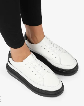 Pantofi CASUAL PIELE NATURALA CRL1271 Alb cu Negru