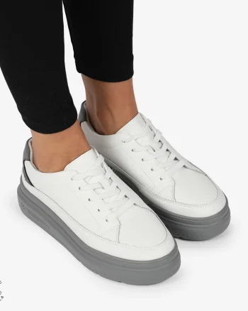 Pantofi CASUAL PIELE NATURALA CRL1271 ALB CU GRI