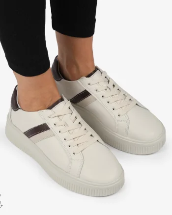Pantofi CASUAL PIELE NATURALA cu linii decorative CRL1270 Bej