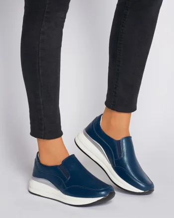 Pantofi Casual dama din Piele naturala CU INCHIDERE SLIP-ON CRL1235 NAVY
