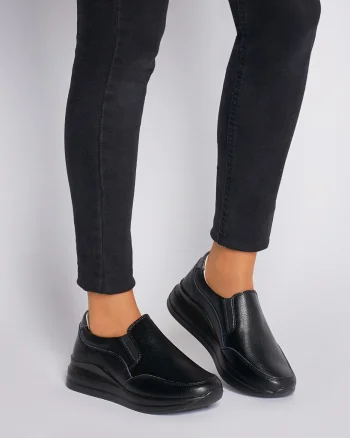 Pantofi Casual dama din Piele naturala CU INCHIDERE SLIP-ON CRL1235 NEGRU