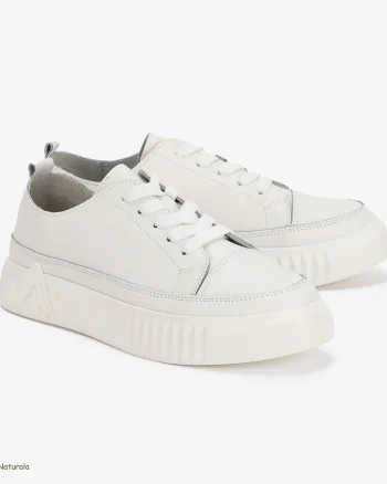Pantofi Casual de dama din Piele naturala cu talpa groasa CRL0489 ALB