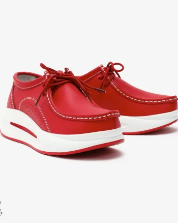 Pantofi Casual de dama din Piele Naturala CRL0569 ROSU