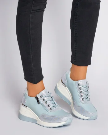 Pantofi Casual dama din Piele Naturala CRL0068 ALBASTRU