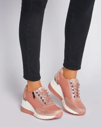 Pantofi Casual dama din Piele Naturala CRL0068 ROZ