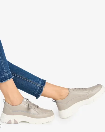 Pantofi Casual de dama din Piele Naturala COMODE CU MODEL CRL1218 GRI