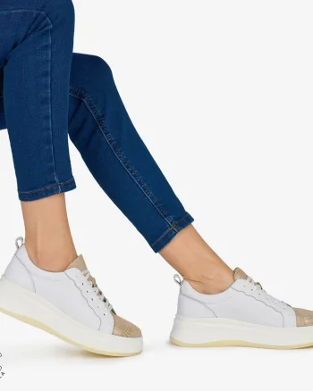 Pantofi Casual DAMA din PIELE Naturala CRL0947 CULOARE: ALB