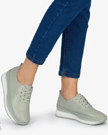 PANTOFI CASUAL Dama Piele Naturala USOR INALTA CRL1051 Culoare: BARILLA