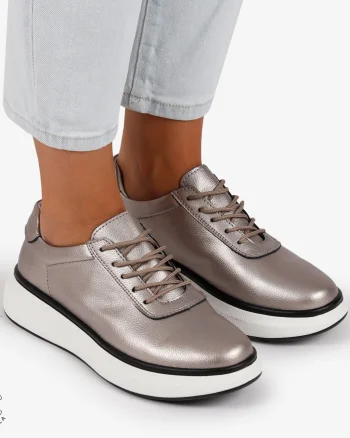 Pantofi Casual Dama Piele Naturala CRL1002 Culoare: PEWTER