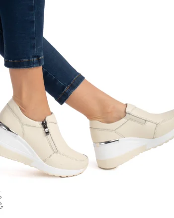 Pantofi Casual Dama Piele Naturala CRL0072 BEJ- N