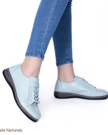 Pantofi casual Albaștri de dama din piele naturala cu talpa plata CRL0013