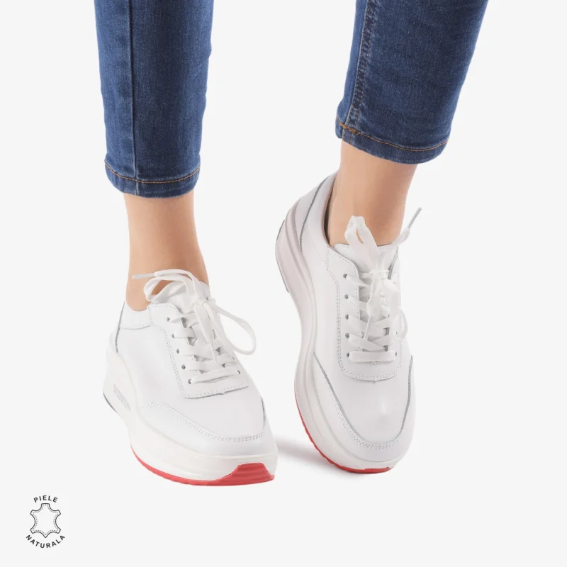 Pantofi casual dama din Piele naturală CRL0058 ALB