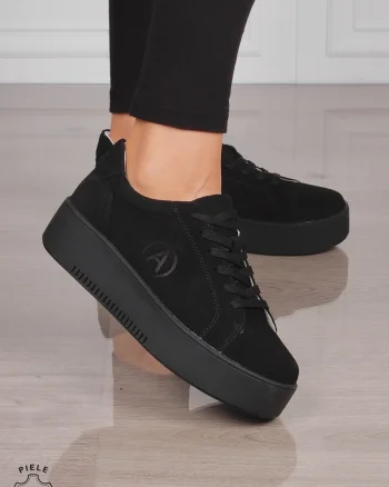 Pantofi Casual DAMA din PIELE Naturala INTOARSA cu talpa inalta CRL1455