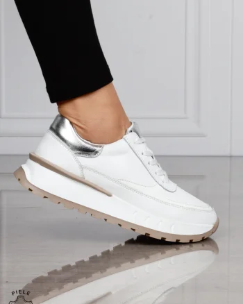 Pantofi Casual DAMA din PIELE Naturala cu model pe talpa CRL1524 ALB
