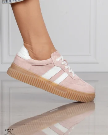 Pantofi Casual DAMA din Piele Naturala intoarsa, Model Retro CRL1531ROZ
