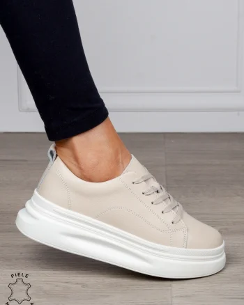 Pantofi Casual dama din Piele Naturala CRL1055 CULOARE: BEJ