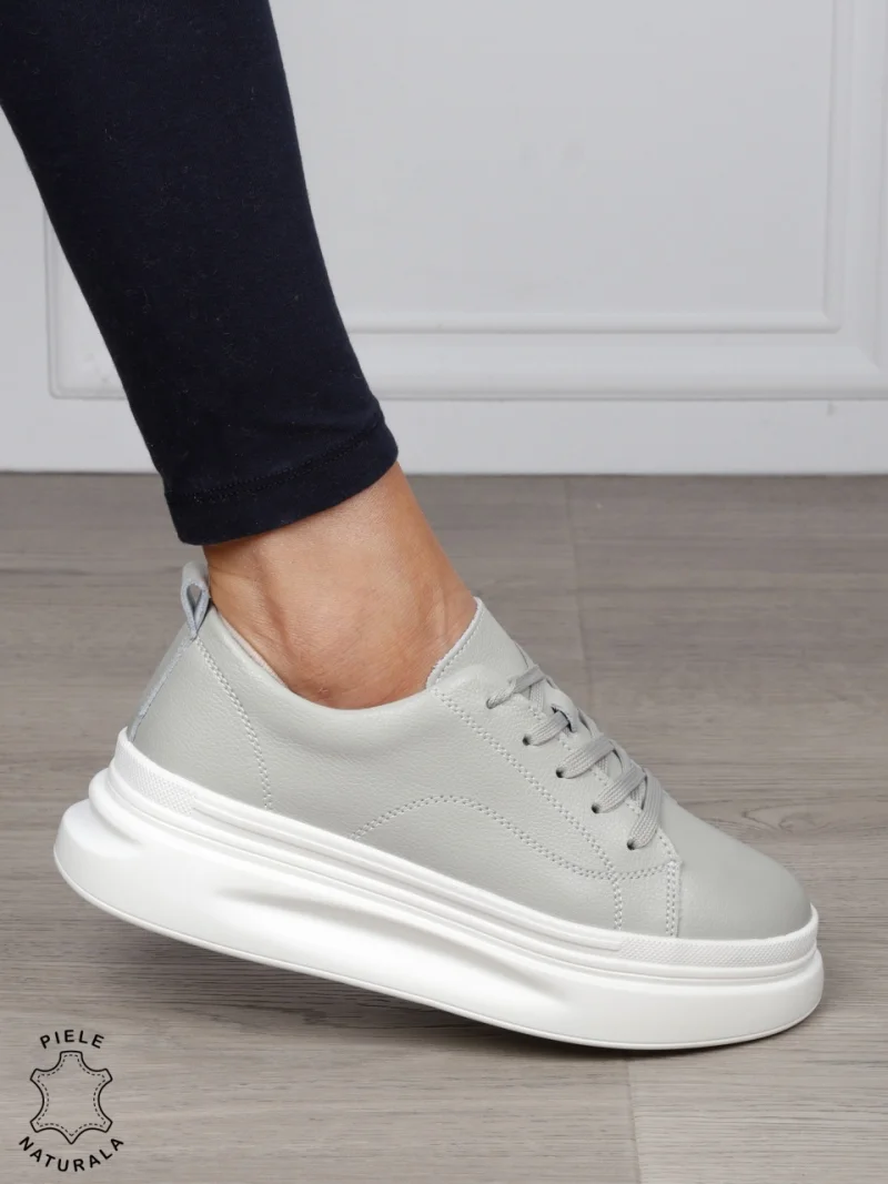 Pantofi Casual dama din Piele Naturala CRL1055 CULOARE: GRI