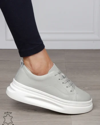 Pantofi Casual dama din Piele Naturala CRL1055 CULOARE: GRI