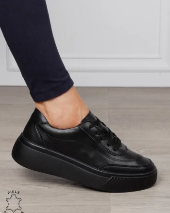 Pantofi Casual dama din Piele Naturala CRL1539 NEGRU