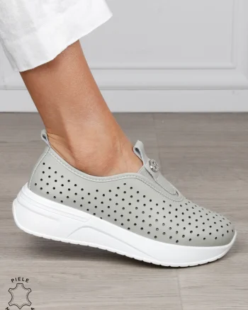 Pantofi Casual dama din Piele Naturala mici perforati CRL1542BARILLA