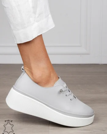Pantofi Casual dama din Piele Naturala CRL1543 GRI