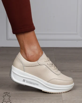 Pantofi casual dama din Piele naturală CRL0058 BEJ
