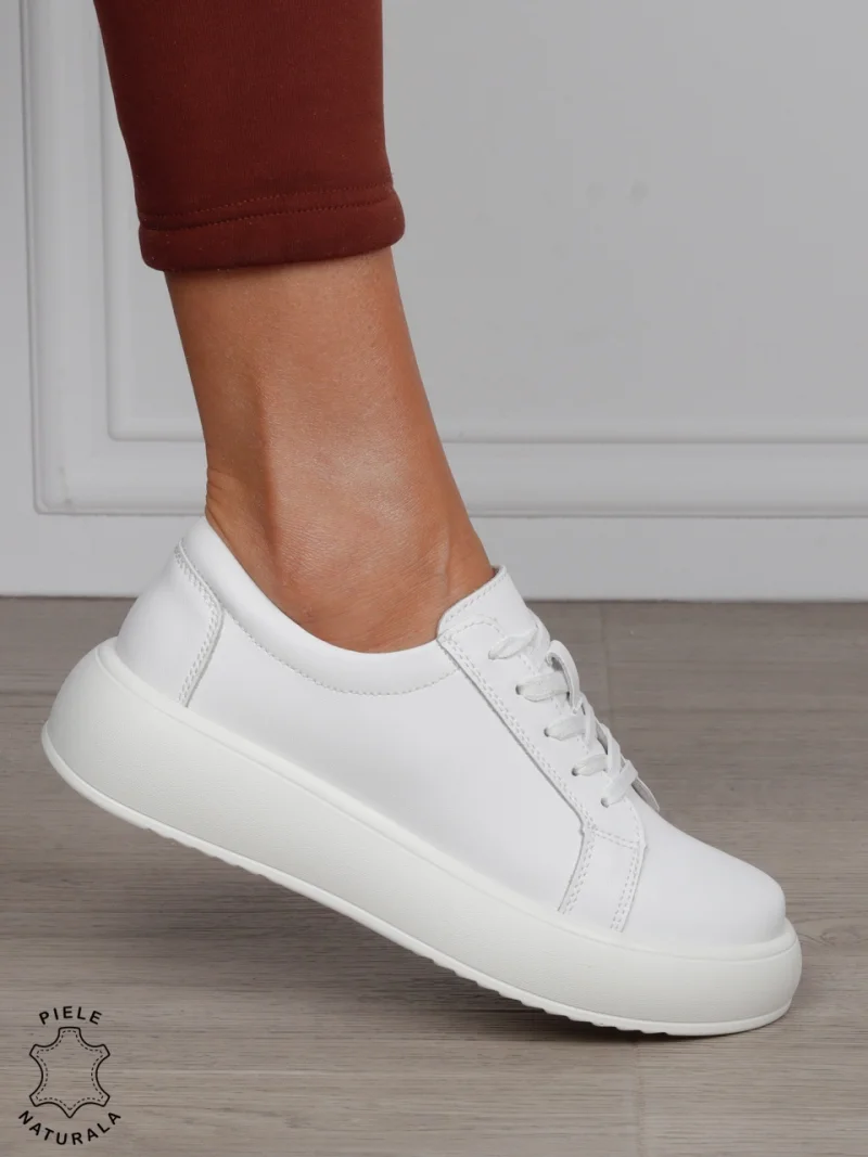 Pantofi Casual damă din piele naturală CRL1568 ALB