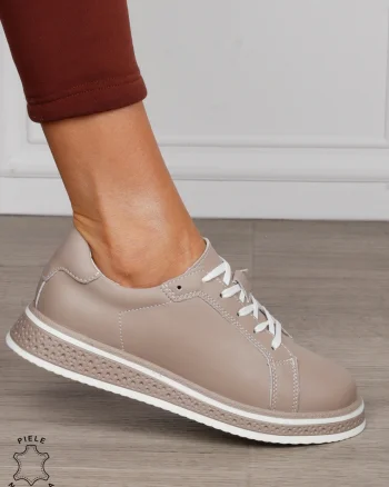 Pantofi Casual damă din piele naturală cu mici perforati CRL1513 ROZ