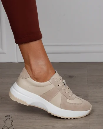 Pantofi Casual damă din piele naturală confortabile CRL1573 BEJ