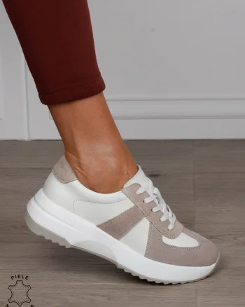 Pantofi Casual damă din piele naturală confortabile CRL1573 ALB