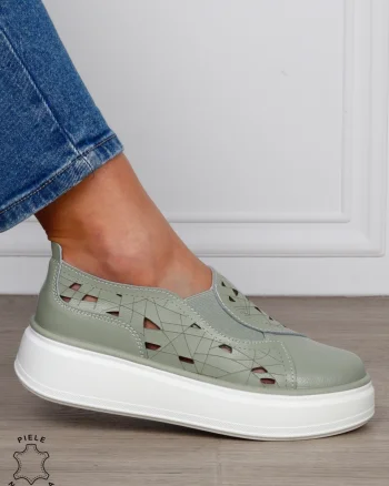 PANTOFI CASUAL Dama Piele Naturala Perforat Slip-on CRL1594 BARILLA