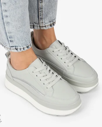 Pantofi CASUAL PIELE NATURALA dunga decorativa cu talpa inalta CRL1261 Gri