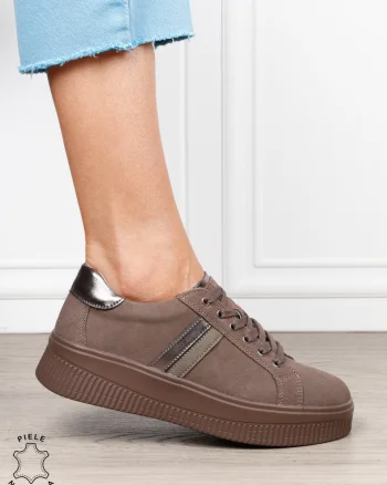 Pantofi sport din piele naturală intoarsa cu finisaje premium CRL1811 MARO