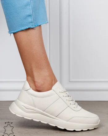 Pantofi sport dama din piele naturală cu design versatil CRL1812 BEJ
