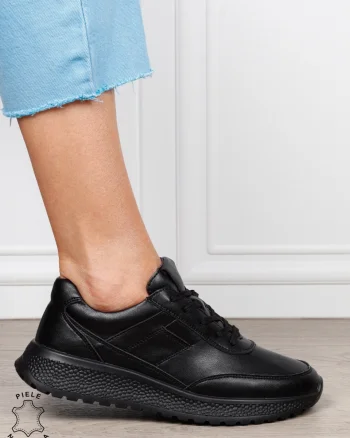 Pantofi sport din piele naturală pentru confort și stil CRL1813 NEGRU